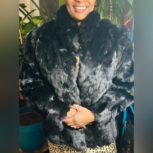 Luxurious Black rabbit Fur Women's Winter,Dress,and Evening Jacket L